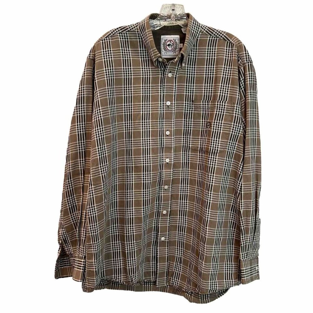 Cinch Men’s Size L Long Sleeve Button Up Shirt Plaid Cotton Western